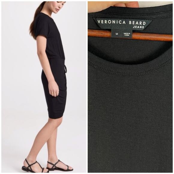 VERONICA BEARD Ruched Hannock M Dress In Black - Picture 6 of 11